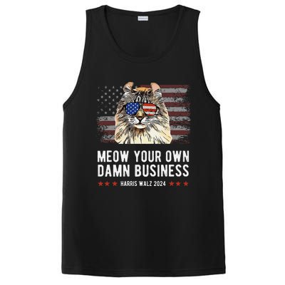 Harris Walz 2024 Mind Your Own Damn Business Funny Cat PosiCharge Competitor Tank