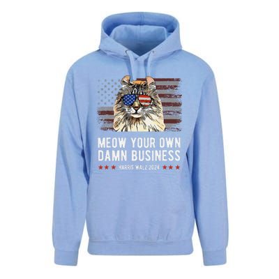 Harris Walz 2024 Mind Your Own Damn Business Funny Cat Unisex Surf Hoodie