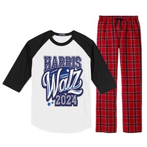 Harris Walz 2024 President Election Kamala Harris Tim Waltz Raglan Sleeve Pajama Set