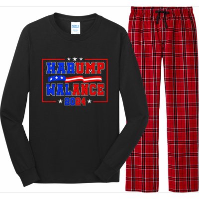 Harump Wallace 2024 Harris Trump Walz Vance Funny Long Sleeve Pajama Set