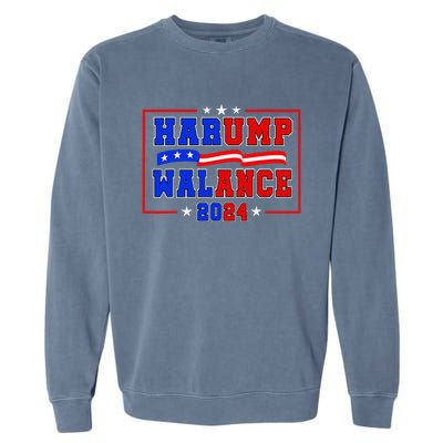 Harump Wallace 2024 Harris Trump Walz Vance Funny Garment-Dyed Sweatshirt