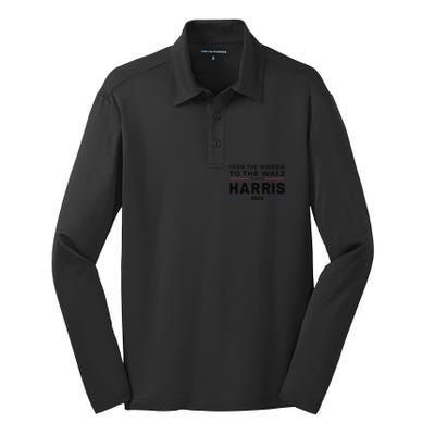 Harris Walz 2024 Window Elect President Kamala Vp Tim Silk Touch Performance Long Sleeve Polo