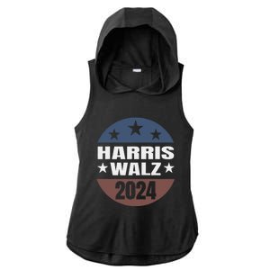 Harris Walz 24 Vote Kamala Harris Tim Waltz 2024 Round Retro Ladies PosiCharge Tri-Blend Wicking Draft Hoodie Tank