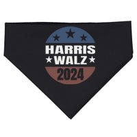 Harris Walz 24 Vote Kamala Harris Tim Waltz 2024 Round Retro USA-Made Doggie Bandana