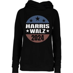 Harris Walz 24 Vote Kamala Harris Tim Waltz 2024 Round Retro Womens Funnel Neck Pullover Hood