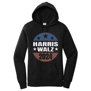 Harris Walz 24 Vote Kamala Harris Tim Waltz 2024 Round Retro Women's Pullover Hoodie