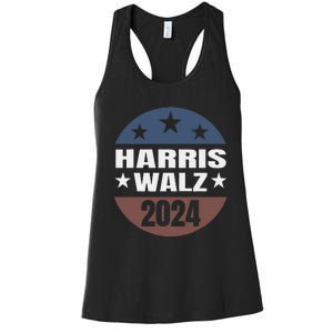 Harris Walz 24 Vote Kamala Harris Tim Waltz 2024 Round Retro Women's Racerback Tank