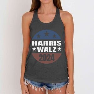 Harris Walz 24 Vote Kamala Harris Tim Waltz 2024 Round Retro Women's Knotted Racerback Tank