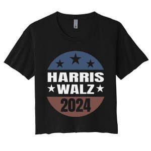 Harris Walz 24 Vote Kamala Harris Tim Waltz 2024 Round Retro Women's Crop Top Tee