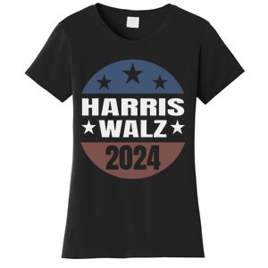 Harris Walz 24 Vote Kamala Harris Tim Waltz 2024 Round Retro Women's T-Shirt