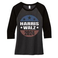 Harris Walz 24 Vote Kamala Harris Tim Waltz 2024 Round Retro Women's Tri-Blend 3/4-Sleeve Raglan Shirt