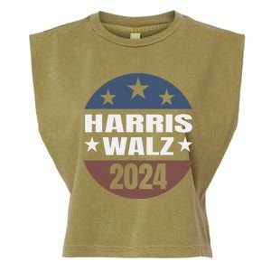 Harris Walz 24 Vote Kamala Harris Tim Waltz 2024 Round Retro Garment-Dyed Women's Muscle Tee