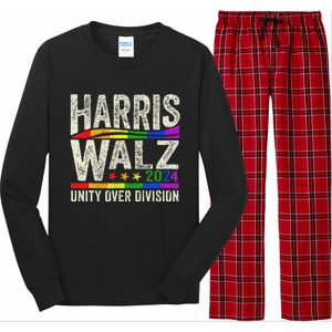 Harris Walz 2024 Unity Over Division Kamala Harris Tim Walz Long Sleeve Pajama Set