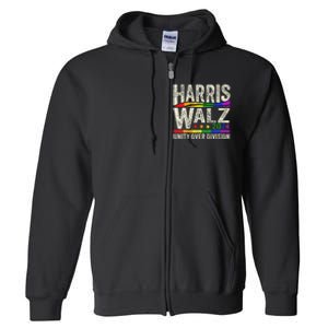 Harris Walz 2024 Unity Over Division Kamala Harris Tim Walz Full Zip Hoodie