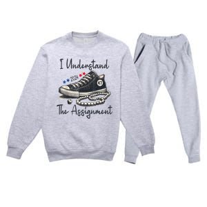 Harris Waltz 2024 I Understand The Assignment Chucks And Pearls Election 2024 Premium Crewneck Sweatsuit Set