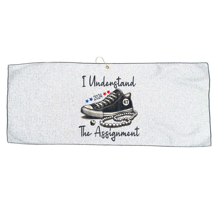 Harris Waltz 2024 I Understand The Assignment Chucks And Pearls Election 2024 Large Microfiber Waffle Golf Towel