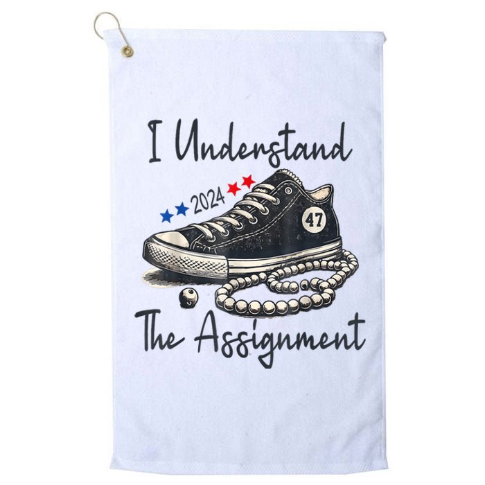 Harris Waltz 2024 I Understand The Assignment Chucks And Pearls Election 2024 Platinum Collection Golf Towel