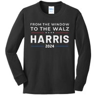 Harris Walz 2024 Window Elect President Kamala Vp Tim Kids Long Sleeve Shirt