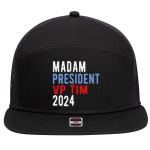 Harris Walz 2024 Kamala Harris Tim Walz President Democratic 7 Panel Mesh Trucker Snapback Hat