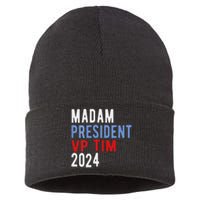 Harris Walz 2024 Kamala Harris Tim Walz President Democratic Sustainable Knit Beanie