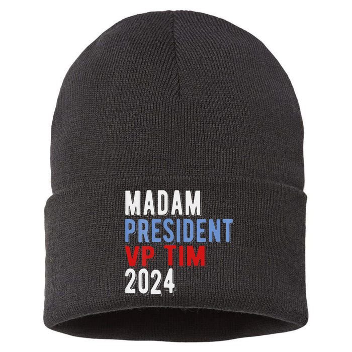 Harris Walz 2024 Kamala Harris Tim Walz President Democratic Sustainable Knit Beanie