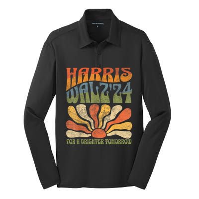 Harris Waltz 2024 Election Kamala Harris Tim Waltz 2024 Silk Touch Performance Long Sleeve Polo