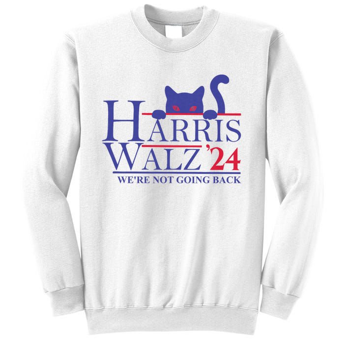 Harris Waltz 2024 WeRe Not Going Back Funny Cat Lady Sweatshirt