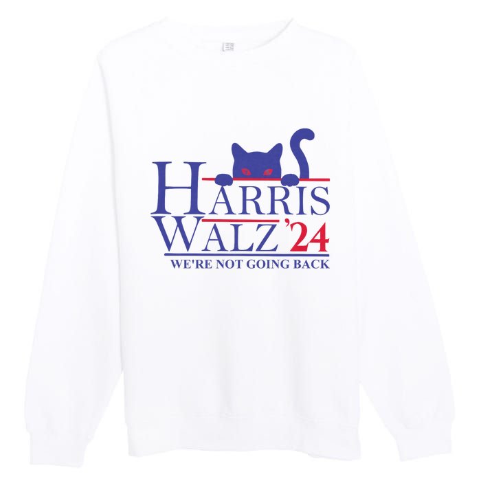 Harris Waltz 2024 WeRe Not Going Back Funny Cat Lady Premium Crewneck Sweatshirt