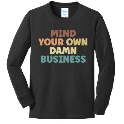 Harris Walz 2024 Mind Your Own Damn Business Kids Long Sleeve Shirt