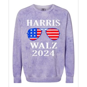 Harris Walz 2024 Kamala Harris American Flag Sunglasses Colorblast Crewneck Sweatshirt