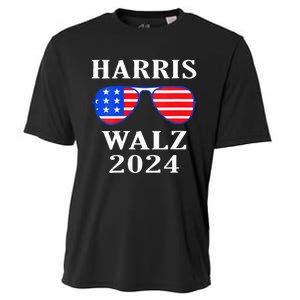 Harris Walz 2024 Kamala Harris American Flag Sunglasses Cooling Performance Crew T-Shirt