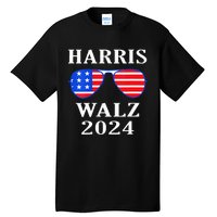 Harris Walz 2024 Kamala Harris American Flag Sunglasses Tall T-Shirt