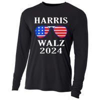 Harris Walz 2024 Kamala Harris American Flag Sunglasses Cooling Performance Long Sleeve Crew