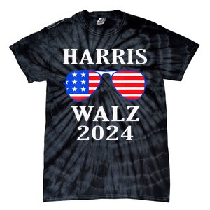 Harris Walz 2024 Kamala Harris American Flag Sunglasses Tie-Dye T-Shirt