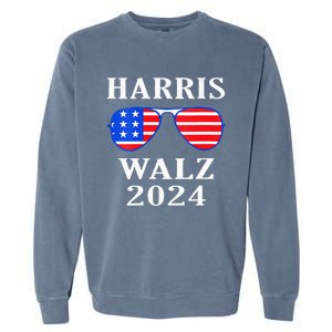 Harris Walz 2024 Kamala Harris American Flag Sunglasses Garment-Dyed Sweatshirt