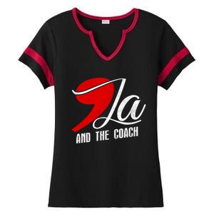 Harris Walz 2024 Comma La And The Coach Election Campaign Ladies Halftime Notch Neck Tee