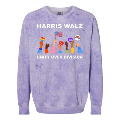 Harris Waltz 2024 Unity Over Division Colorblast Crewneck Sweatshirt