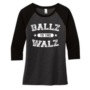 Harris Walz 2024 Ballz To The Walz Tim Walz Kamala Harris Women's Tri-Blend 3/4-Sleeve Raglan Shirt