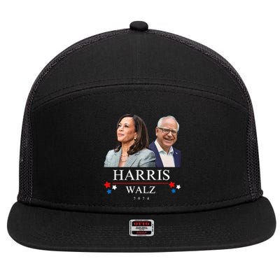 Harris Walz 2024 President Election Kamala Harris Tim Waltz 7 Panel Mesh Trucker Snapback Hat