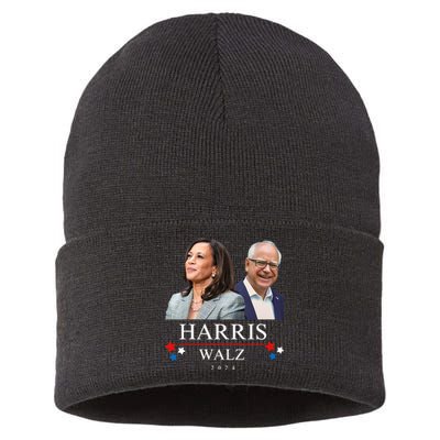 Harris Walz 2024 President Election Kamala Harris Tim Waltz Sustainable Knit Beanie