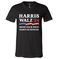 Harris Waltz 2024 Mind Your Own Damn Business Funny V-Neck T-Shirt