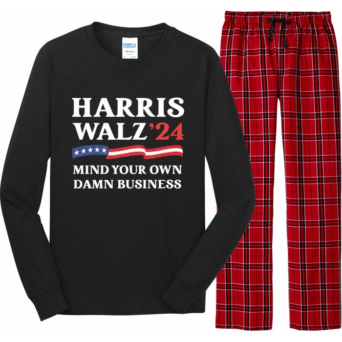 Harris Waltz 2024 Mind Your Own Damn Business Funny Long Sleeve Pajama Set