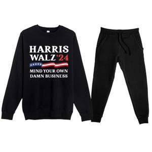 Harris Waltz 2024 Mind Your Own Damn Business Funny Premium Crewneck Sweatsuit Set