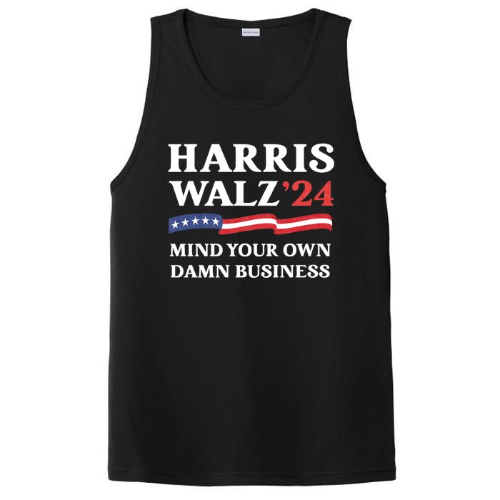 Harris Waltz 2024 Mind Your Own Damn Business Funny PosiCharge Competitor Tank