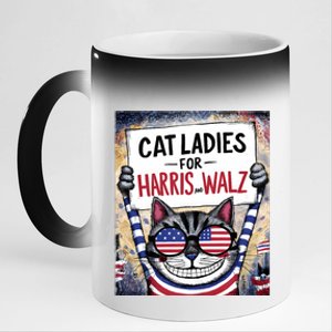 Harris Waltz 2024 Cat Ladies For Harris And Walz 2024 11oz Black Color Changing Mug