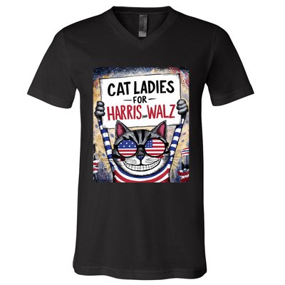 Harris Waltz 2024 Cat Ladies For Harris And Walz 2024 V-Neck T-Shirt