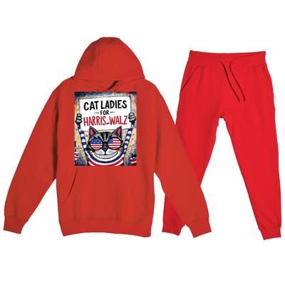 Harris Waltz 2024 Cat Ladies For Harris And Walz 2024 Premium Hooded Sweatsuit Set