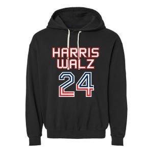 Harris Walz 2024 Patriotic Basketball Political Sports Premium Garment-Dyed Fleece Hoodie