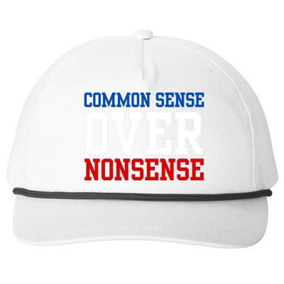 Harris Walz 2024 Common Sense Over Nonsense Snapback Five-Panel Rope Hat