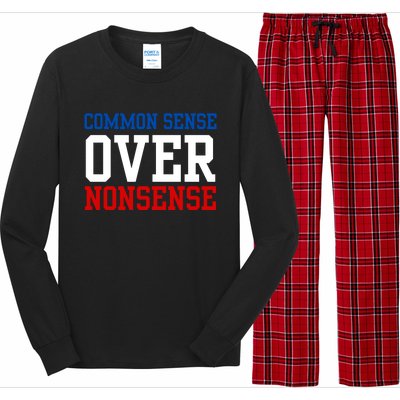 Harris Walz 2024 Common Sense Over Nonsense Long Sleeve Pajama Set